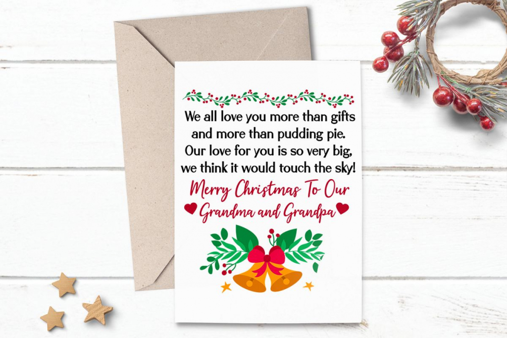 Printable Christmas Card Greeting For Grandma Grandpa | Printable Christmas Greeting Cards