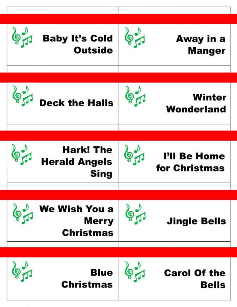 Printable Christmas Carol Game Cards For Pictionary Or | Free Printable Christmas Pictionary Cards