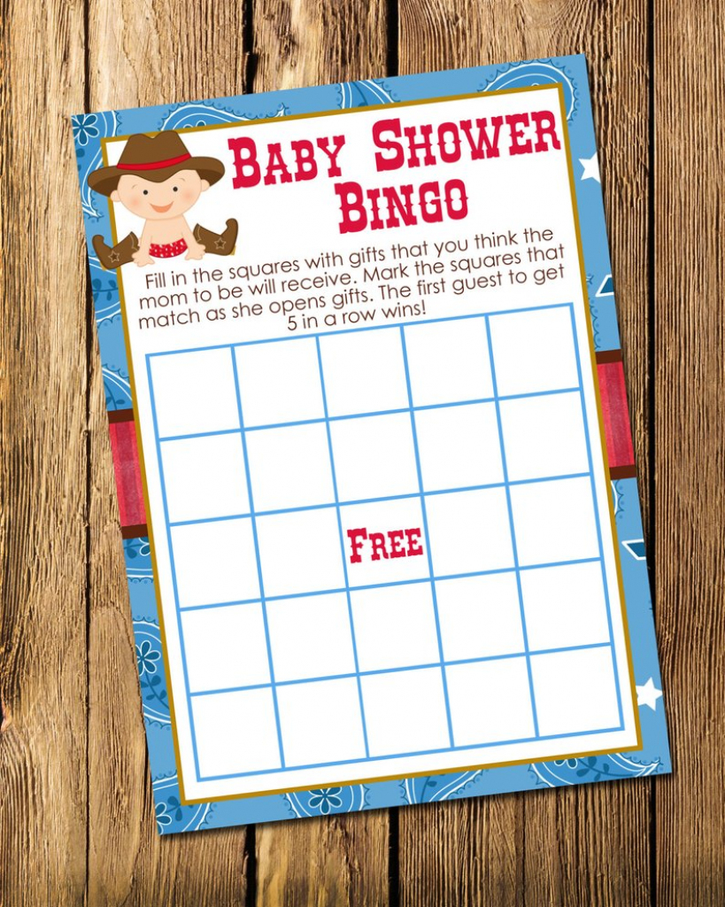 Printable Cowboy Boy Baby Shower Bingo Game Instant Download | Etsy | Cowboy Bingo Printable Cards