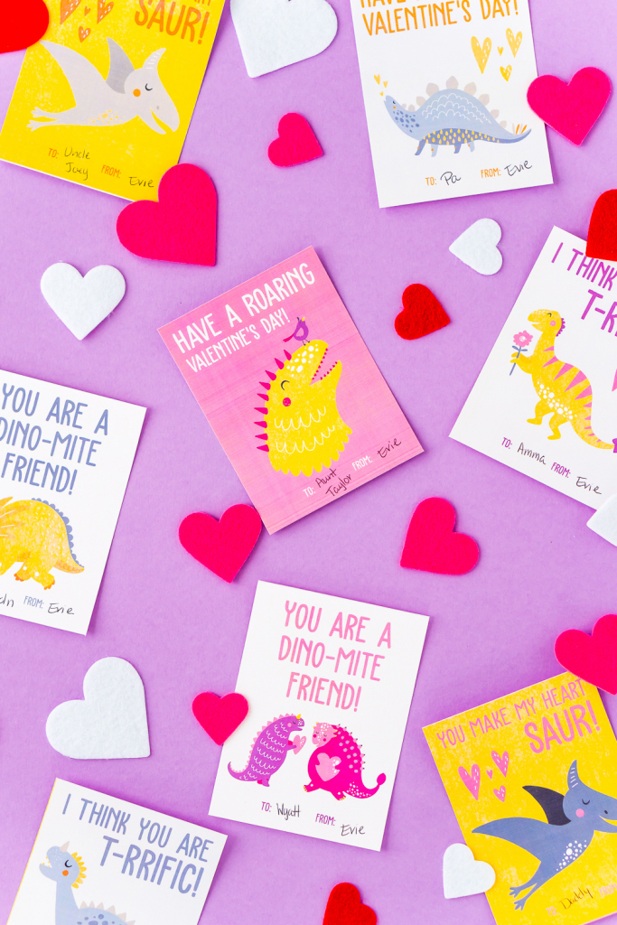 Printable Dinosaur Valentine Cards | Sugar &amp;amp; Soul | Printable Dinosaur Valentines Day Cards