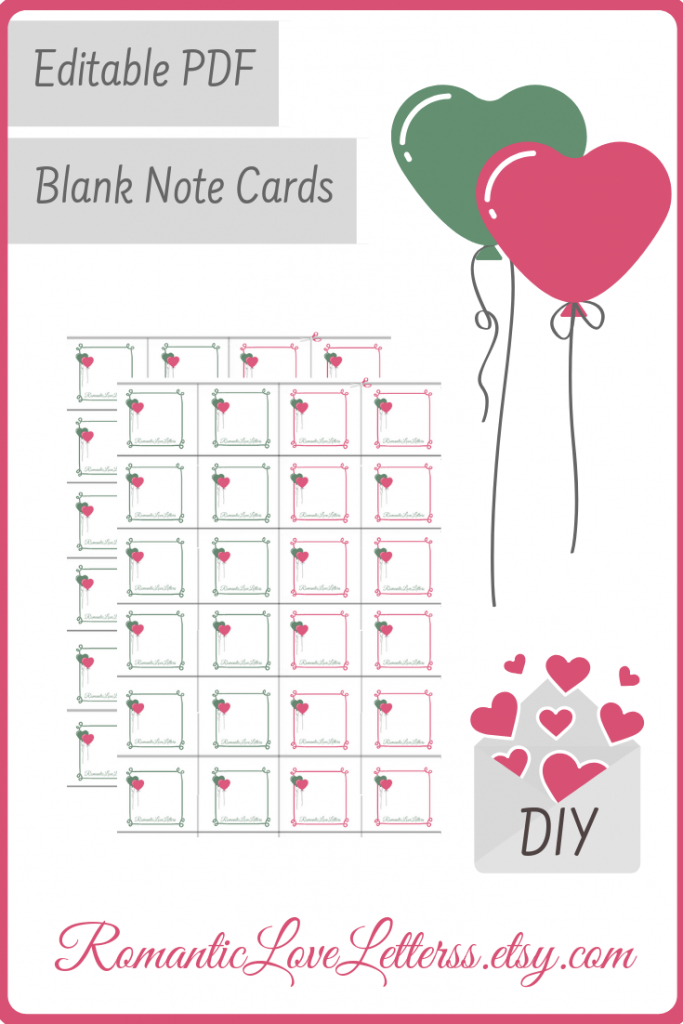 Printable Editable Blank Love Note Cards Custom Labels Digital | Cute Note Cards Printable