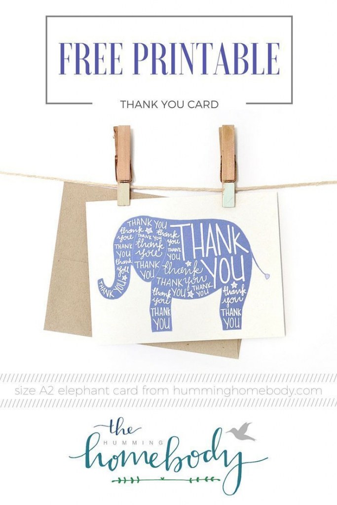 Printable Elephant Thank You Card | Printables | The Best Downloads | Cute Printable Thank You Cards