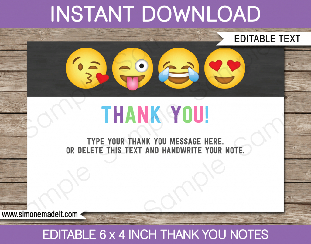 Printable Emoji Party Thank You Cards | Emoji Birthday Party Theme | Printable Emoji Thank You Cards