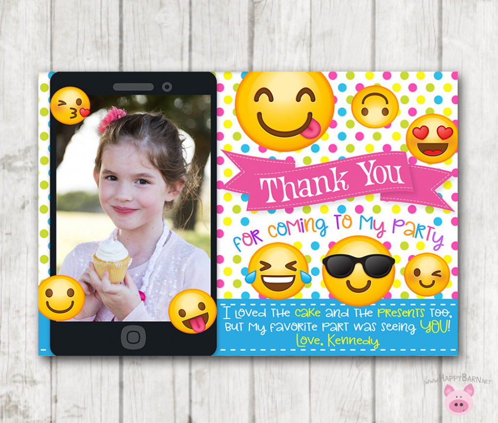 Printable Emoji Thank You Cards With Photo Vertical Emoji | Etsy | Printable Emoji Thank You Cards