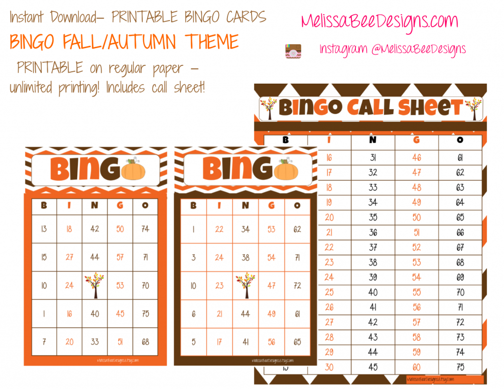 Printable Fall Pumpkin Bingo Cards – Quantity Of 30 Different Cards | Free Printable Bingo Cards And Call Sheet