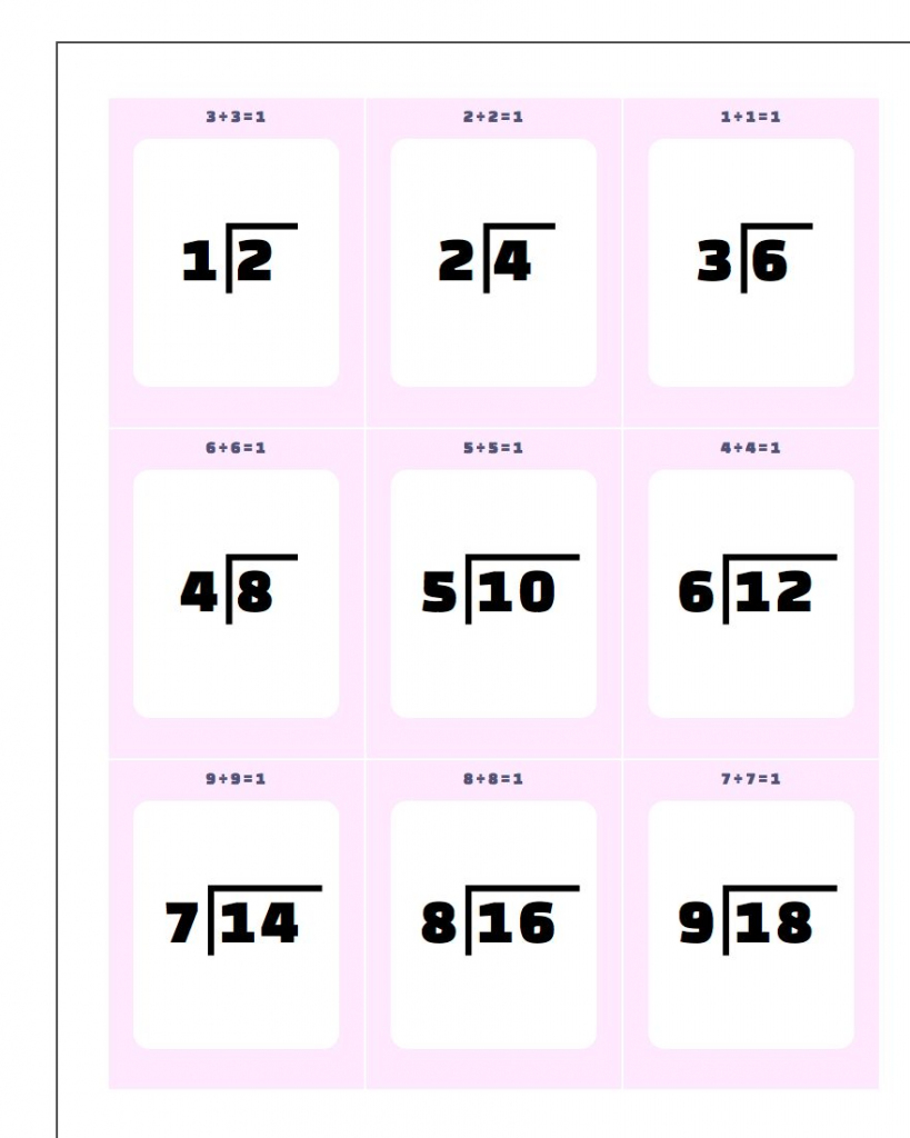 Printable Flash Cards | Division Flash Cards Printable