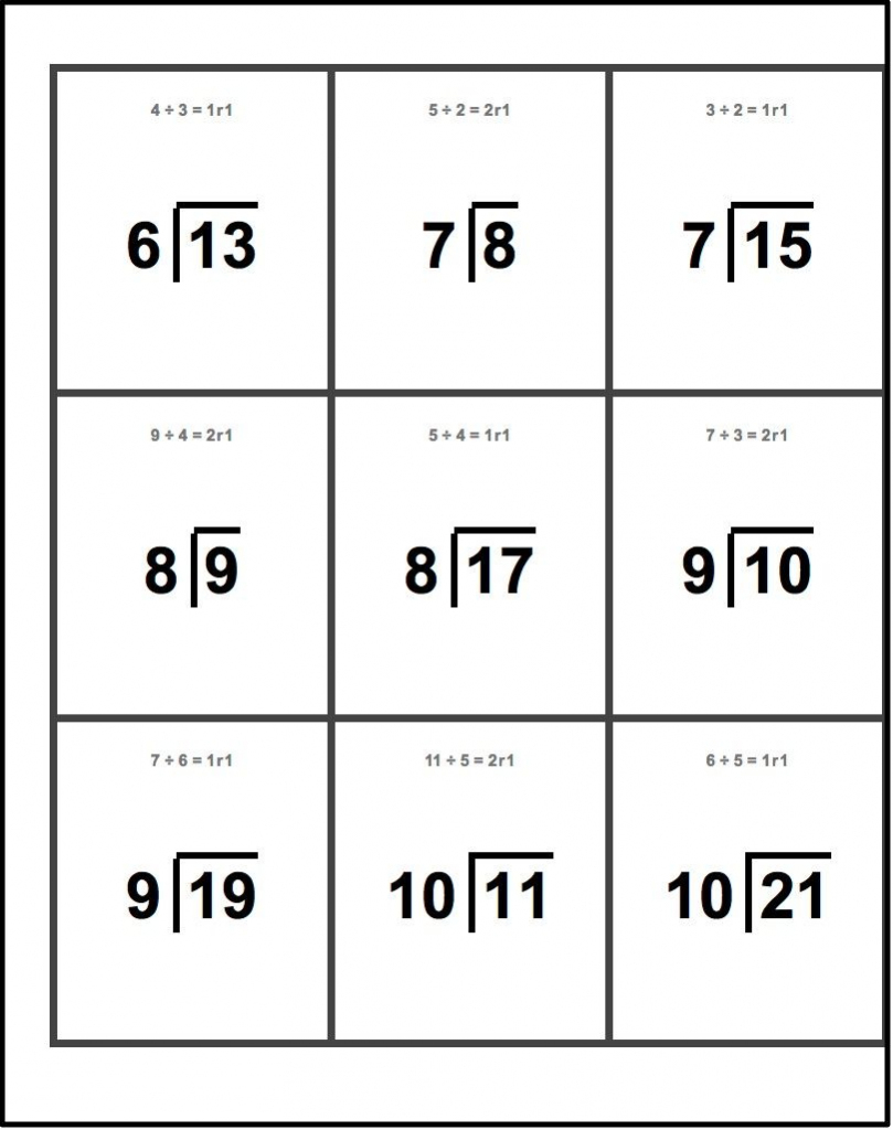 Printable Flash Cards! Division With Remainders | Abcd | Free | Division Flash Cards Printable
