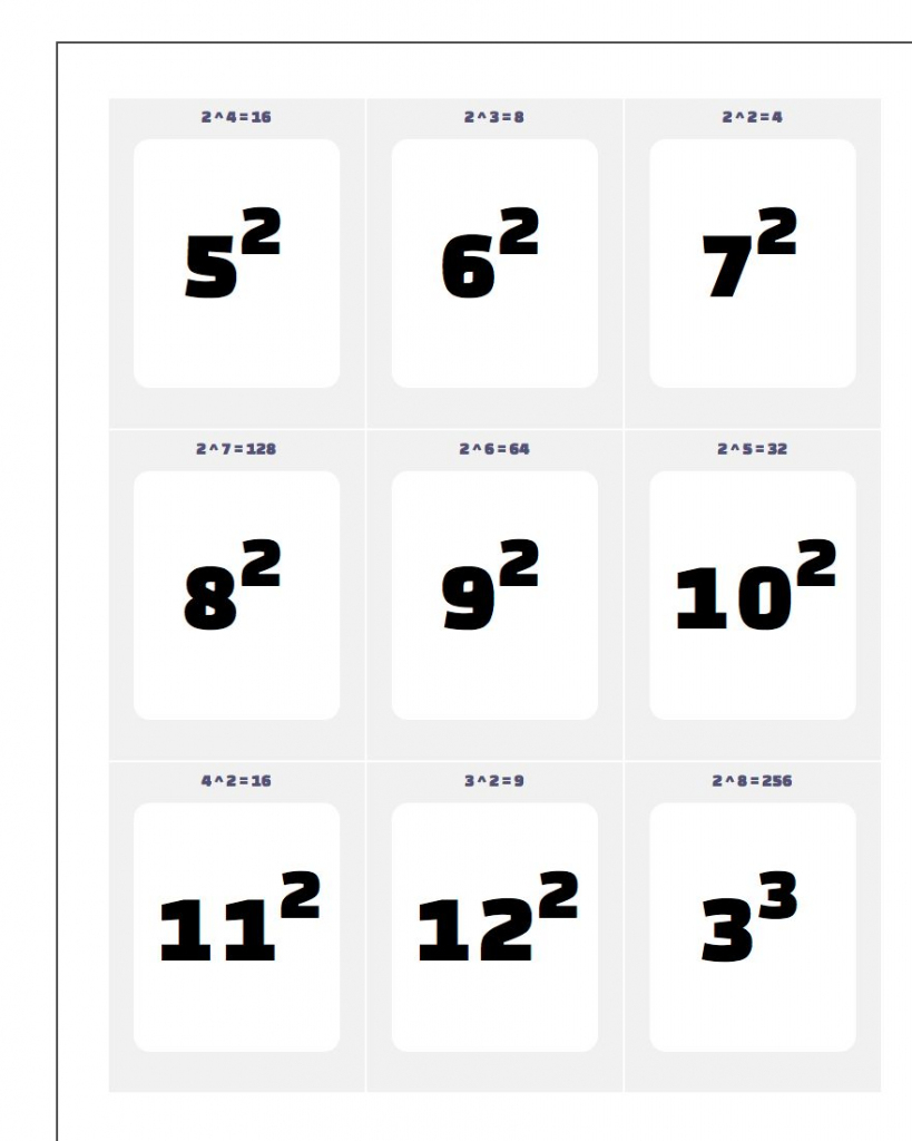 4th grade math flash cards printable