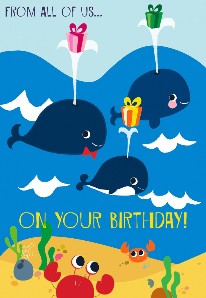 Printable &amp;#039;from All Of Us On Your Birthday&amp;#039; Greeting Card. #birthday | Happy Birthday From All Of Us Printable Cards