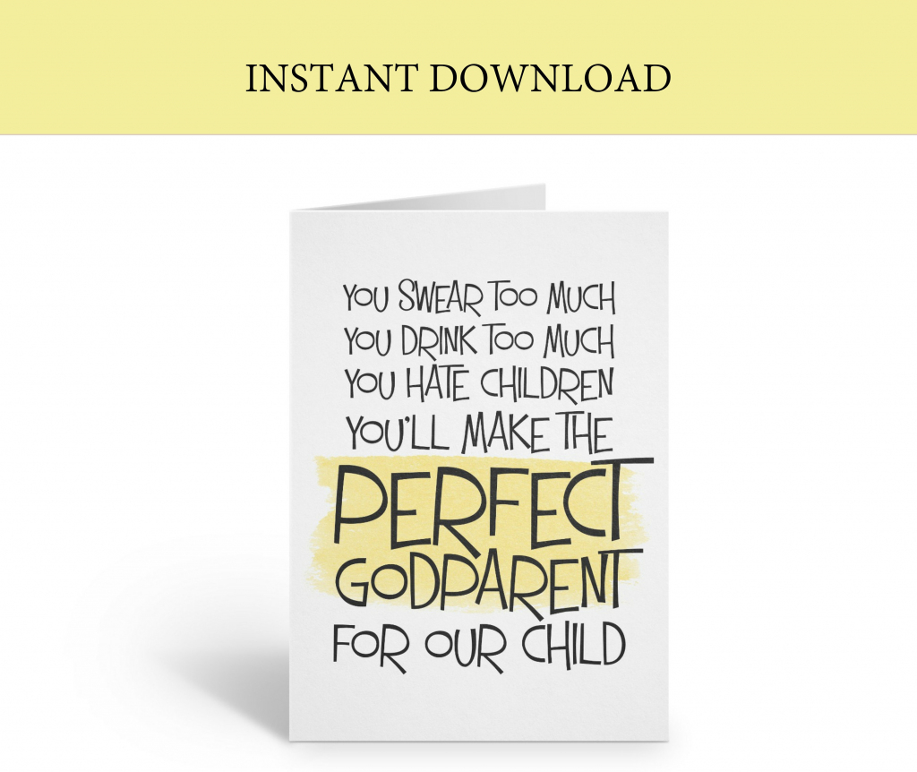 Printable Funny Godmother Card Printable Will You Be My | Etsy | Will You Be My Godmother Printable Card