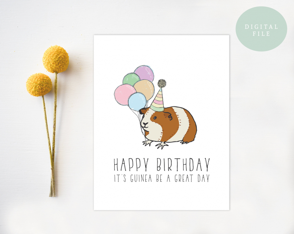 Printable Guinea Pig Birthday Card Guinea Pig Pun Funny Punny | Etsy | Pig Birthday Cards Printable