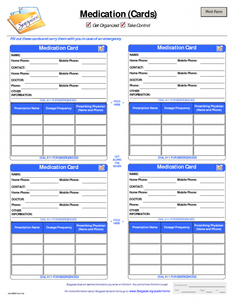 Printable Wallet Medical Card Printable Card Free