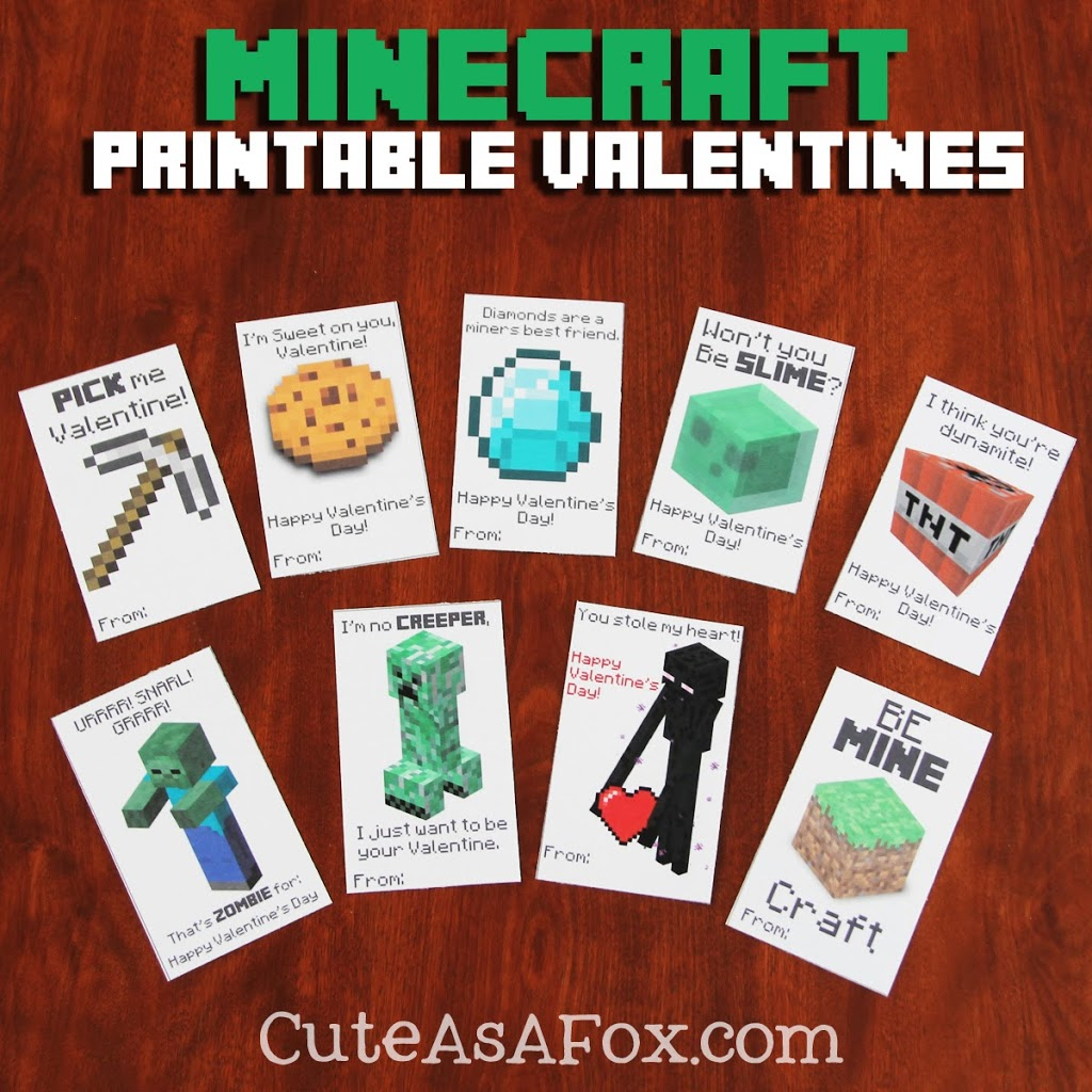 Printable Minecraft Valentines | Minecraft Pokemon Cards Printable