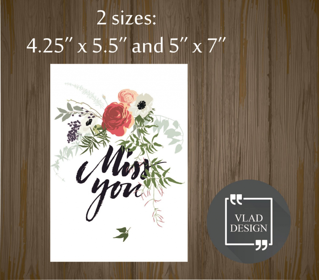 Printable Miss You Card Gift Card Printable Cards Instant | Etsy | Printable Miss You Cards