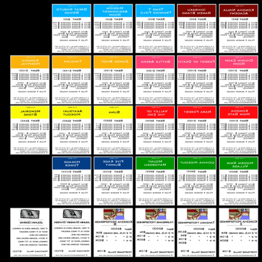 Monopoly Property Cards Template