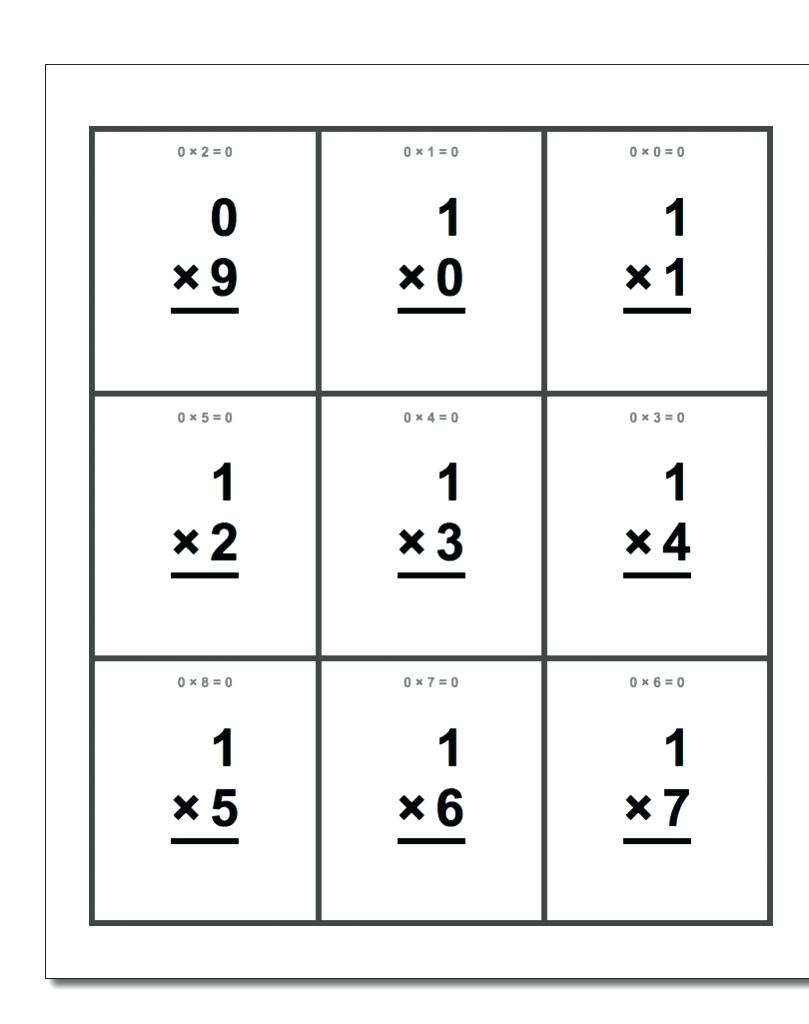 Printable Multiplication Flash Cards 0 12 Printable Card Free