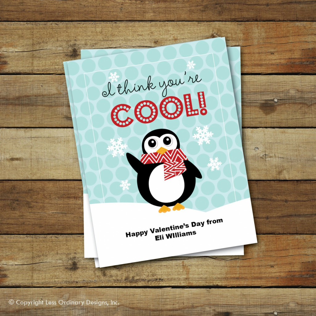 Printable Penguin Valentine&amp;#039;s Day Card I Think | Etsy | Printable Penguin Valentine Cards