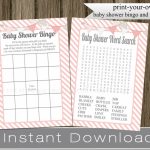 Printable Pink Baby Shower Games Package With Bingo And Word | Etsy | Printable Twic Card Application
