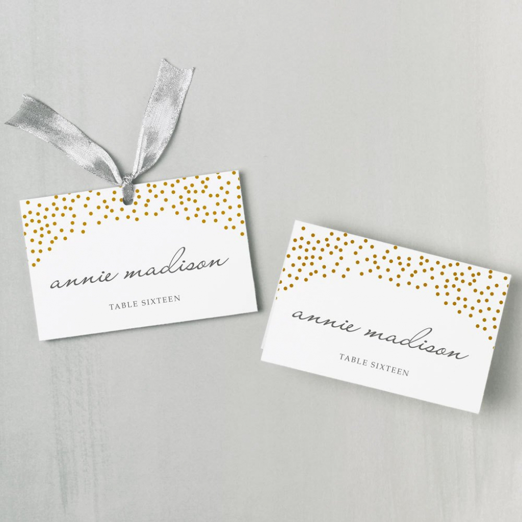 Printable Place Card Template Instant Download Gold Dots | Etsy | Printable Place Cards Template