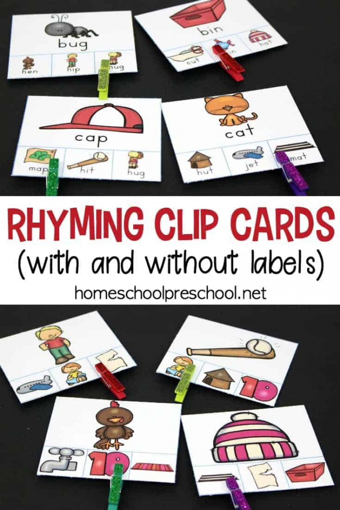 Printable Rhyming Clip Cards Rhyming Activity For Kids | Free Printable Rhyming Words Flash Cards
