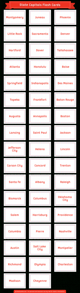 Printable State Capitals Flash Cards | States And Capitals Flash Cards Printable