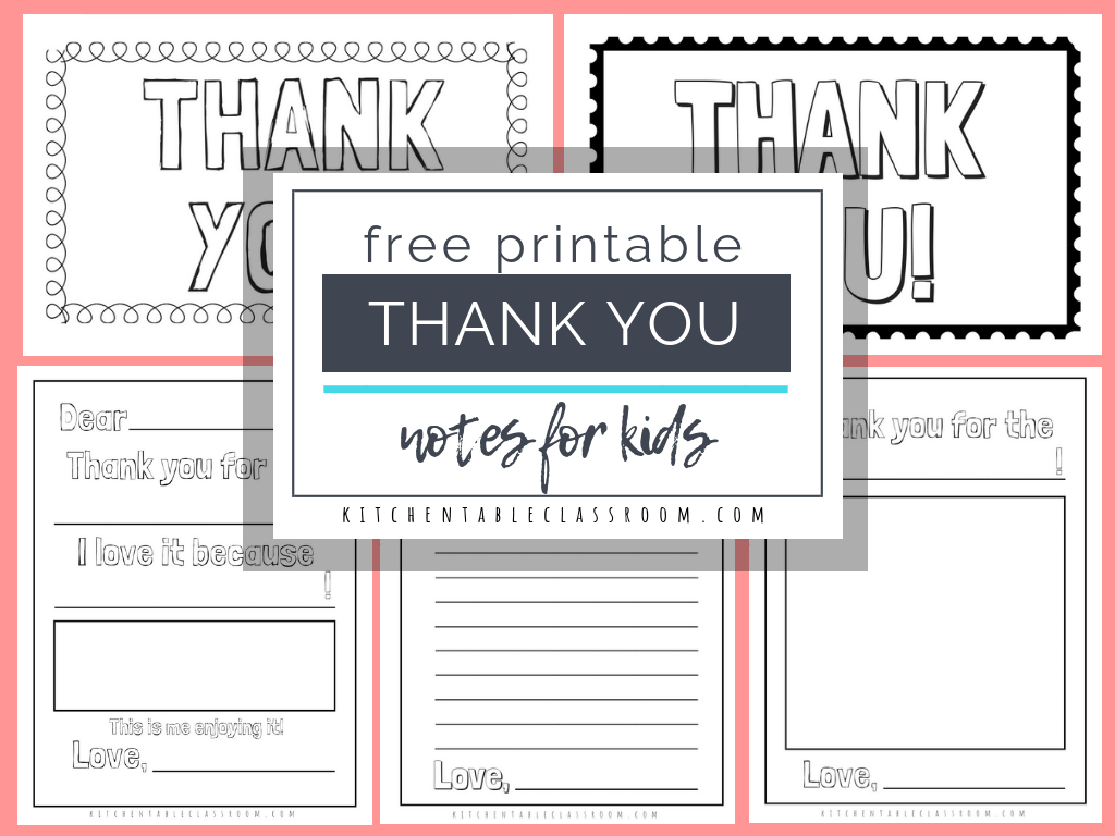 Printable Thank You Cards For Kids - The Kitchen Table Classroom | Printable Thank You Cards For Kids To Color