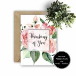 Printable Thinking Of You Card Pink Floral Greeting Card | Etsy | Printable Thinking Of You Cards