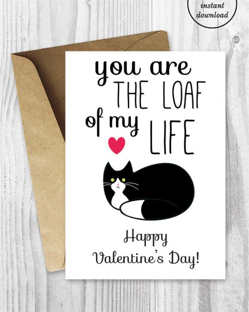 Printable Valentine Card Funny Cat Valentines Day Card | Etsy | Etsy Printable Valentines Cards