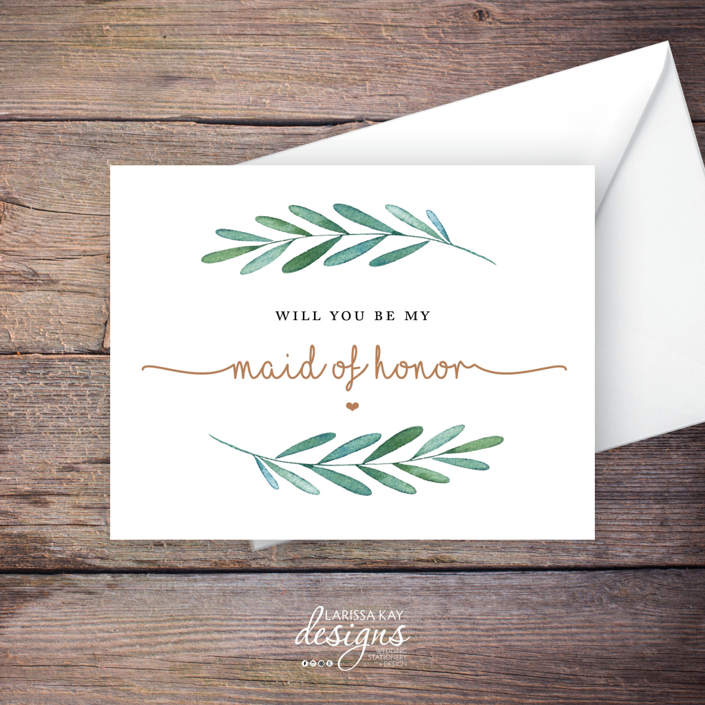 Printable Will You Be My Maid Of Honor Card Greenery Instant | Etsy | Free Printable Will You Be My Maid Of Honor Card