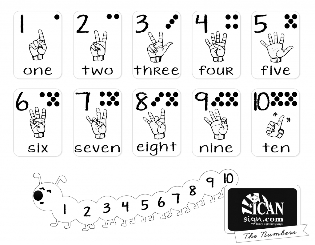 Printer-Friendly Asl Numbers Chart - Free Printable From Icansign | Baby Sign Language Flash Cards Printable