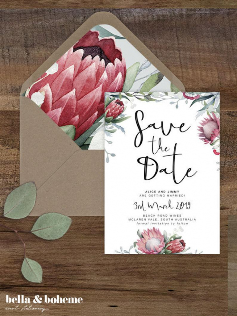 Protea Save The Date Card/ Printable Save The Dates/ Wedding | Etsy | Printable Save The Date Wedding Cards