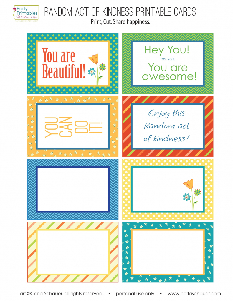 Random Act Of Kindness Free Printables | Carla Schauer Designs | Free Printable Kindness Cards