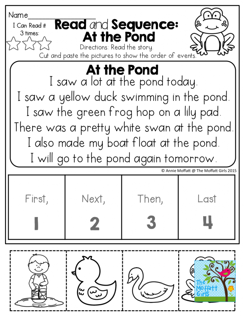 Read And Sequence! Read The Simple Story, Cut And Paste The Picture | Printable Sequencing Cards For First Grade
