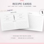 Recipe Cards Printable Recipe Cards Recipe Card Template | Etsy | Printable Recipe Card Template