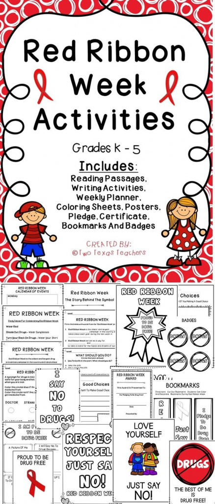 Red Ribbon Week | Two Texas Teachers | Red Ribbon Week, Red Ribbon | Free Printable Drug Free Pledge Cards