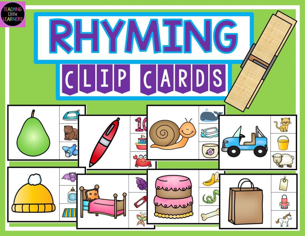 Rhyming Clip Cards | Tpt Free Lessons | Rhyming Activities, Rhyming | Rhyming Picture Cards Printable