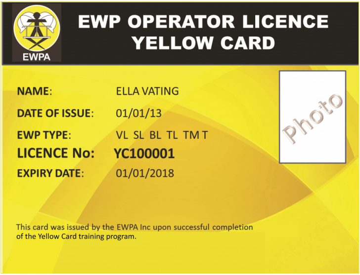 Printable Scissor Lift Certification Card Template