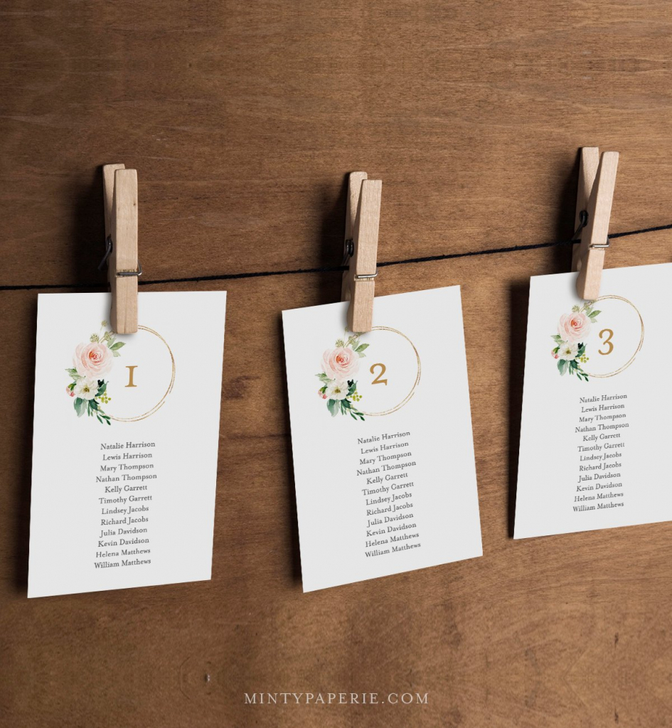 Seating Chart Printable, Table Seating Cards, Boho Floral Wedding | Printable Wedding Seating Cards