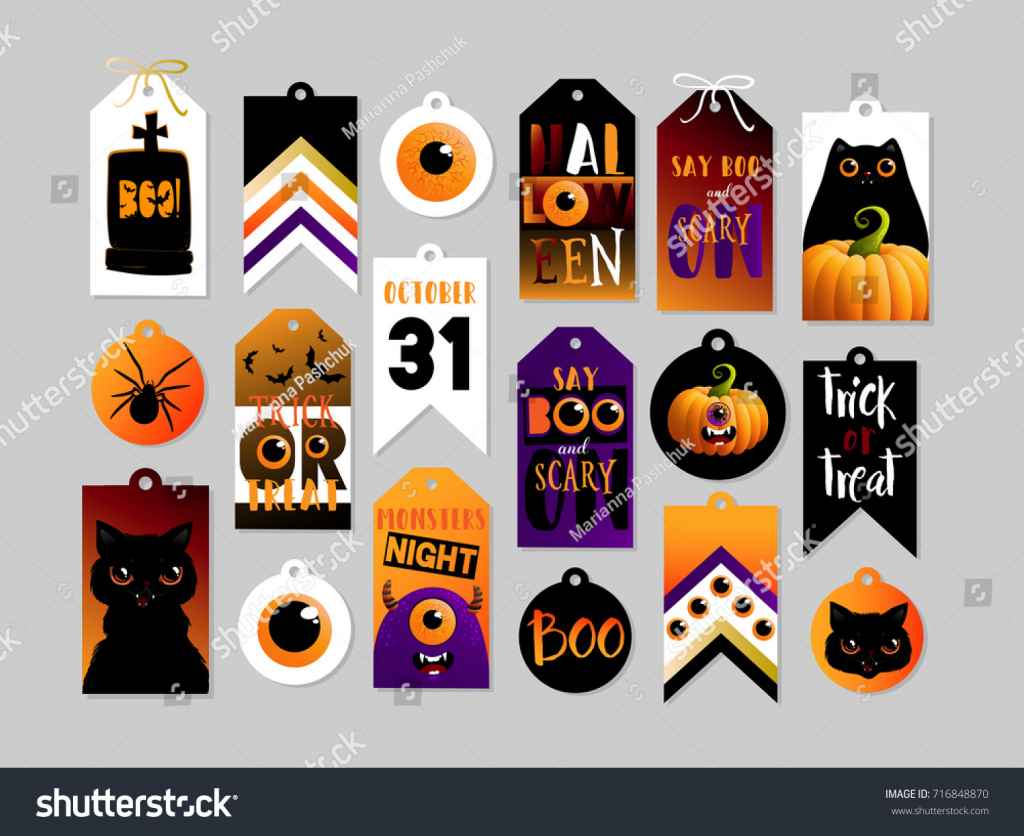 Set Halloween Gift Tags Cute Scary Stock Vector (Royalty Free | Cute Printable Halloween Cards