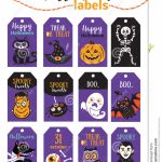Set Of Vintage Happy Halloween Badges And Labels. Cartoon Design | Cute Printable Halloween Cards