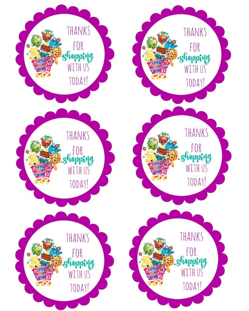 Shopkins Thank You Labels Via Mandy&amp;#039;s Party Printables | Free | Free Printable Shopkins Thank You Cards