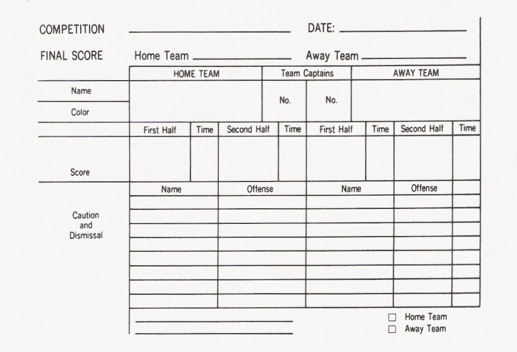 Printable Football Referee Score Card Template - Printable Templates