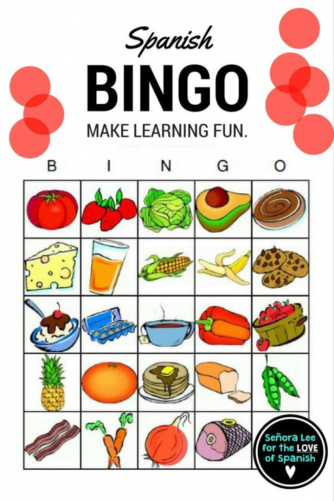 Spanish Food - Bingo | Español | Elementary Spanish, Spanish Lessons | Free Printable Spanish Bingo Cards