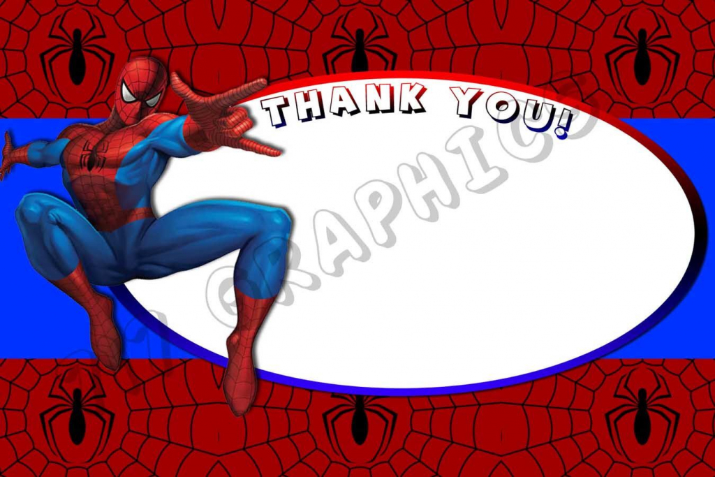 Spiderman 4X6 Thank You Card - Printable | Boy Birthday Parties | Spiderman Thank You Cards Printable