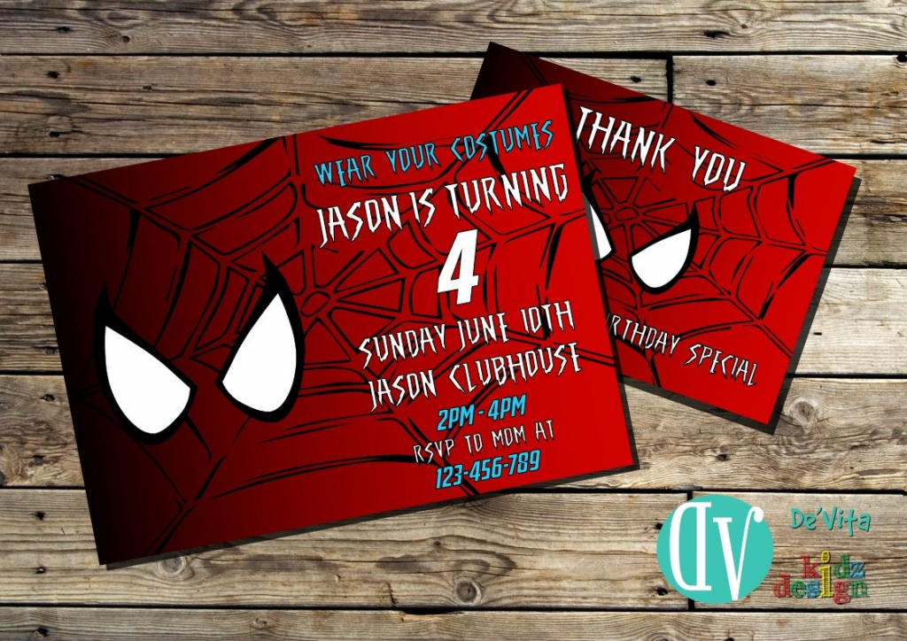Spiderman Birthday Invitation Printable 5X7 Or 4X6 And Free | Etsy | Spiderman Thank You Cards Printable
