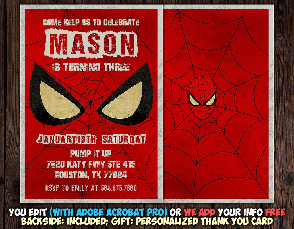 Spiderman Invitation Instant Download, Spiderman Invitation | Spiderman Thank You Cards Printable