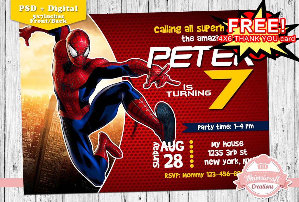 Spiderman Invitation, Spiderman Birthday Invitation, Birthday | Spiderman Thank You Cards Printable