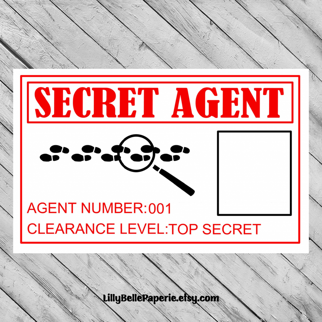 Spy Secret Agent Birthday Party Identity Id Badge -Printable File | Printable Spy Id Cards