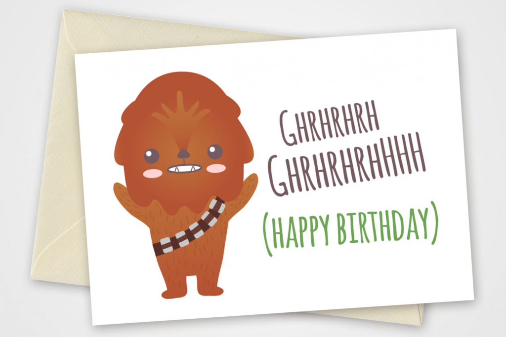 Star Wars Printable Card With Chewbacca Pdf Diy 6X4 Inch | Etsy | Star Wars Birthday Card Printable