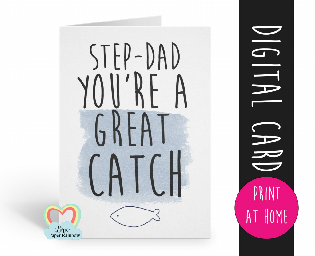 Stepdad Father&amp;#039;s Day Card Printable Stepdad Thanks Card Digital | Printable Step Dad Fathers Day Cards